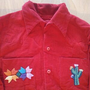 Vintage Southwest Cactus Cowboy Corduroy Button Down Shirt